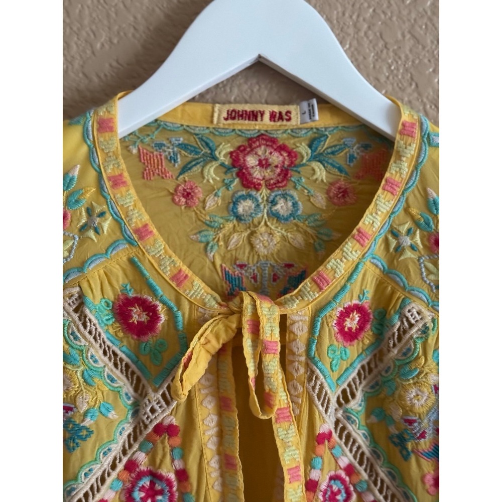 JOHNNY WAS arges embroidered georgette blouse - Picture 8 of 10